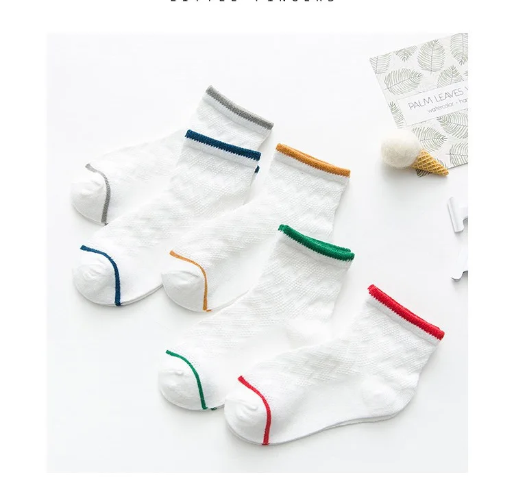CHILDREN'S Socks Spring And Autumn Pure Cotton Thin Girls 5 Infant Baby BOY'S 0-1-3-6-7-9-Year-Old Tube Fishnet Stockings