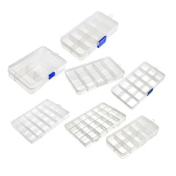 

uxcell 2-4 Pcs Component Storage Box - PP Adjustable 10/15/24 Grids Electronic Component Containers Tool Boxes Clear White
