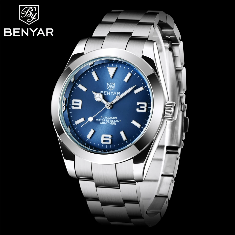 BENYAR Top Brand Fashion Diver Watch Men 50ATM Waterproof Clock Sport Watches Mens Mechanical Wristwatch Relogio Masculino