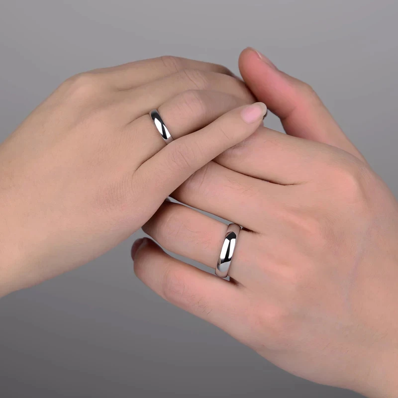 Auxauxme Fashion Simple Smooth 2/4/6/8mm Women Men Finger Rings Stainless Steel for Lovers Wedding Anniversary Jewelry Gifts 2