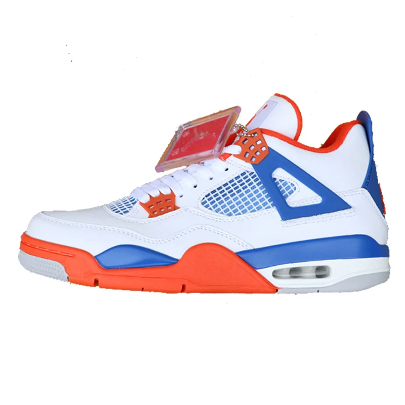 White Blue Мужские баскетбольные кроссовки Nrg Raptor Jordan 4 в стиле ретро, белые, Ce, мужские, t Kaws, серые, однодневные, тату, черная кошка, спортивные кроссовки - Цвет: White Blue