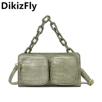 

DikizFly Fashion Allgator Summer Bags Women Messenger Bag Female Chains Totes Purse Solid Pouch Shoulder Crossbody Bags Handbags