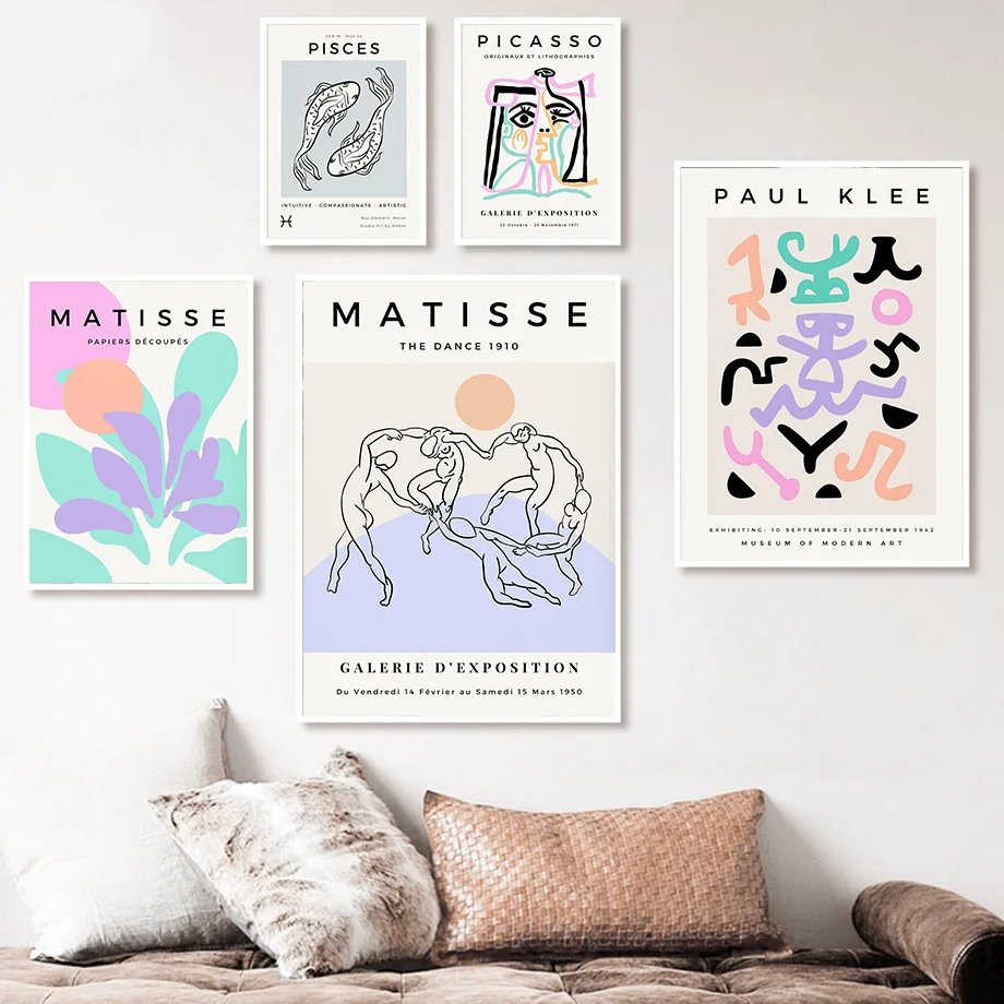 Paul Klee Matisse Picasso Abstract Poster Coral Face Constellation Wall Art Canvas Painting Immagini A Parete Per La Decorazione Del Soggiorno