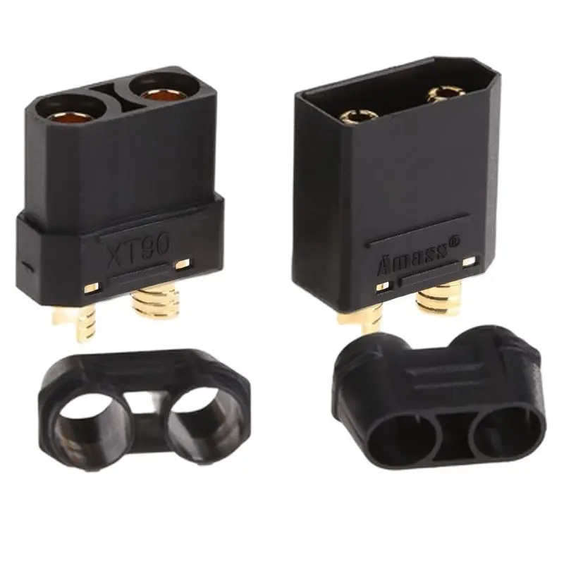 

10PCS Amass XT90H XT90 Black Large Current Lipo Battery Connector Male Female Gold-plated Plug with Sheath for RC Aircraft Parts