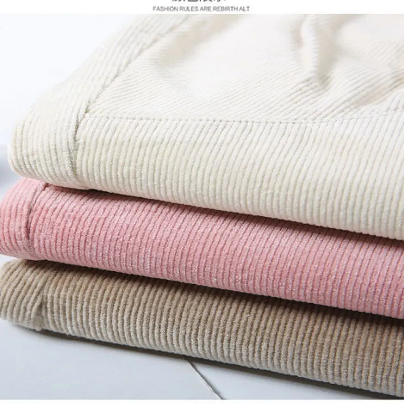 

Stylish Thicken Corduroy Harem Pants Women Sweet Cute Big Pocket Pants Girl Casual Loose Elastic High Waist Trousers
