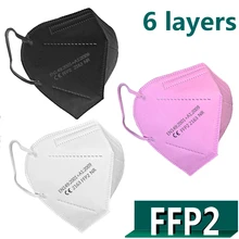 10 PIÈCES-100 PIÈCES FFP2 Masques Faciaux Masques 6-Couche CE Maske Respirateur Filtre Maske Respirable Protectif Bouche Masque Réutilisable