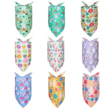100PC/Lot Easter Dog Bandanas Scarf Colorful Eggs Cat Dog Bibs Triangular Bow Ties Pet Grooming Accessories