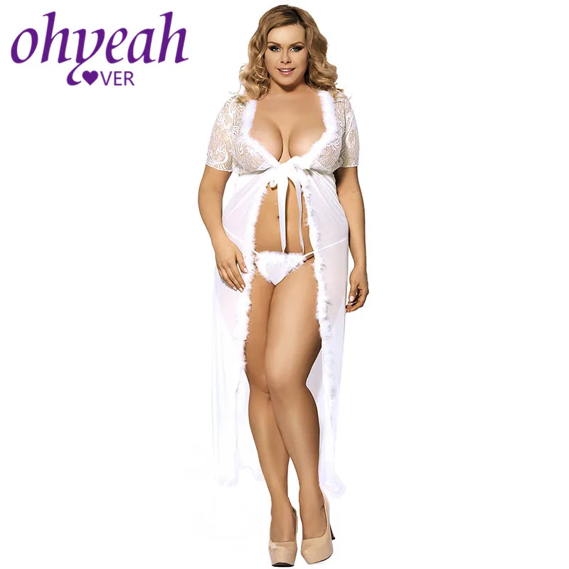 Ohyeahlover кружевная ночная сорочка с длинным ночной халат для женщин коротким