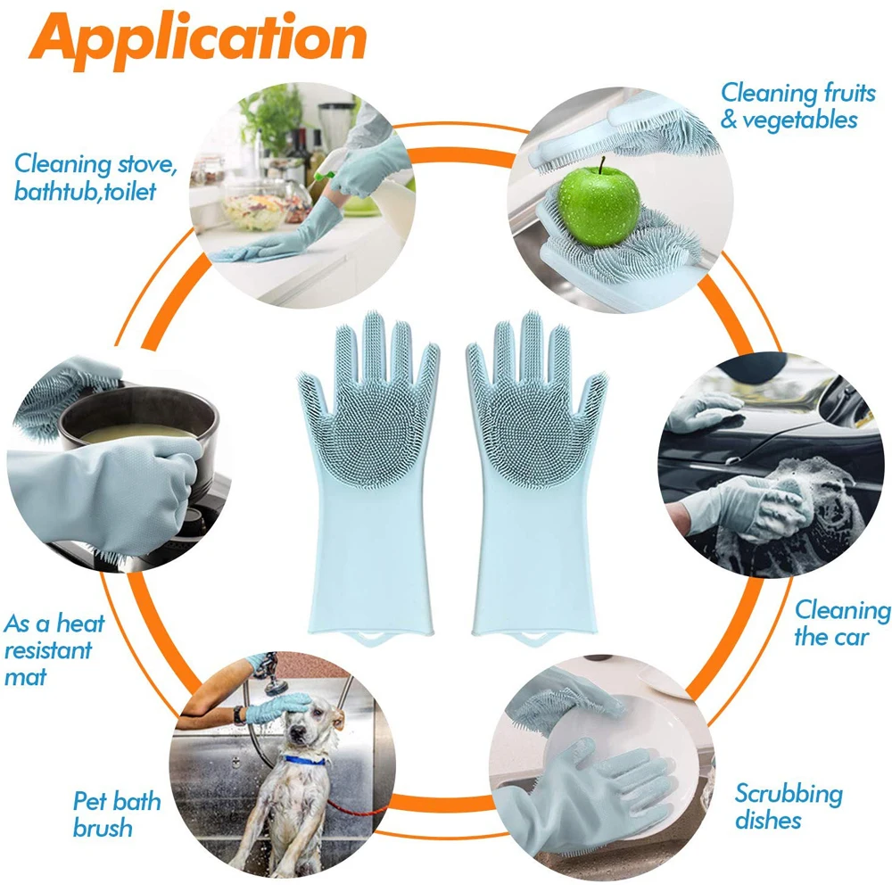 1 пара кухонных силиконовых чистящих перчаток силиконовые резиновые перчатки для мытья посуды щетка для домашнего хозяйства перчатки Чистый инструмент скраб