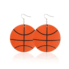 1 пара футбольного футбола круглой формы серьги из кожи DIY украшения ремесла для женщин, 1Yc7004