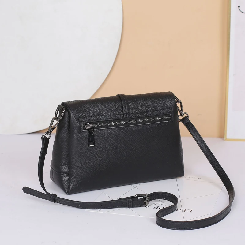 3 Compartments, Girl Flap Bag,100% Natural Cowhide,Women GENUINE LEATHER Shoulder bag,Fashion Female Crossbody bag T052