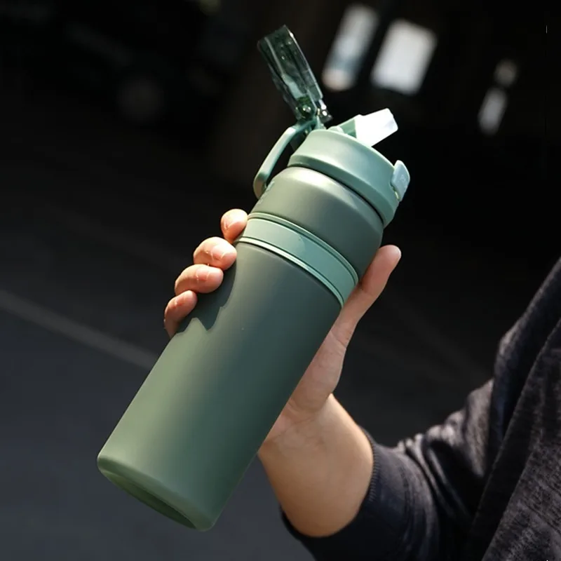 

6 Colors Portable Tritan Material Water Bottle With Straw Outdoor Sport Fitness Drinking Bottles Durable Plastic Bottle