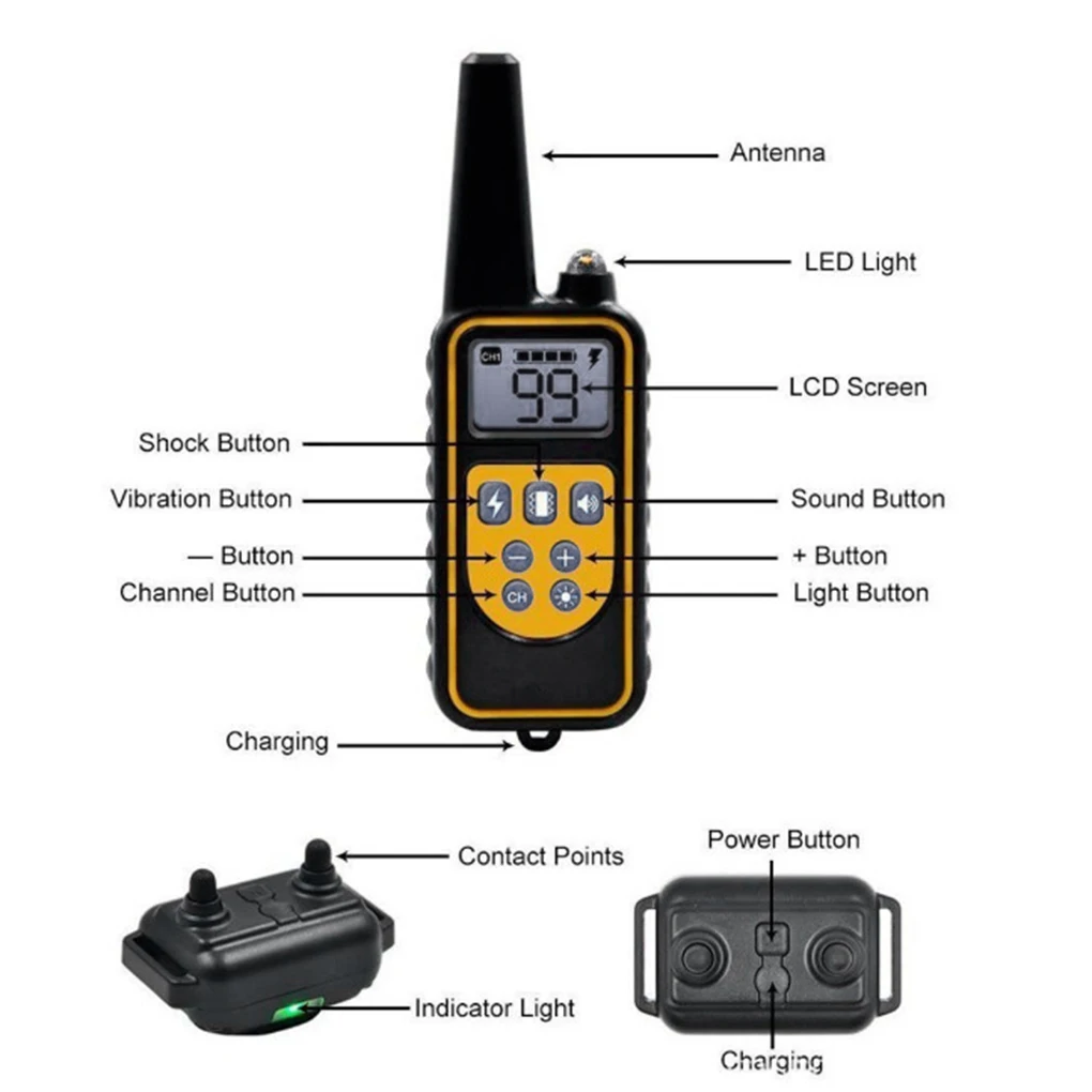 2-в-1 собака-обучение электронный ошейник анти-лай воротник 800 метрового дистанционного Управление вибрации