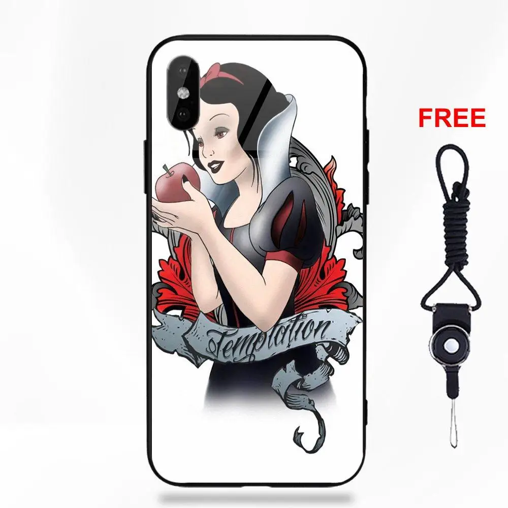 Белоснежка Панк Татуировка принцесса для Galaxy S8 S9 Plus для Redmi 5 Note 5A 6 huawei Honor 7X P20 Lite mate 10 Pro закаленное стекло - Цвет: as picture