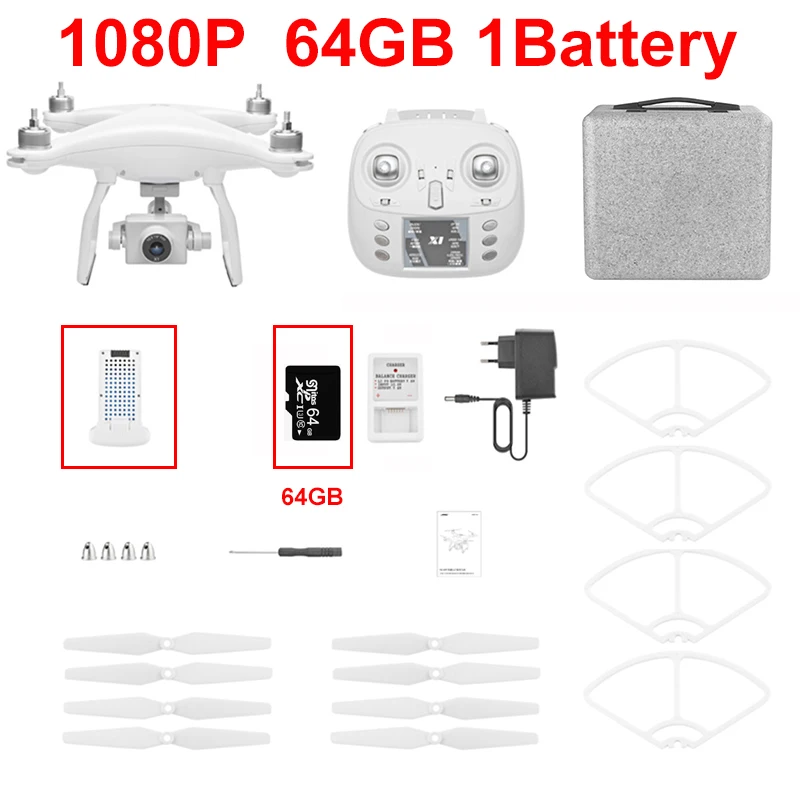 WL XK X1 Дрон gps двухосевой карданный стабилизатор 5G WiFi 1080P HD камера дроны Профессиональный Радиоуправляемый квадрокоптер Дрон VS F11 pro SG906 X6 - Цвет: 1080P 64GB 1battery