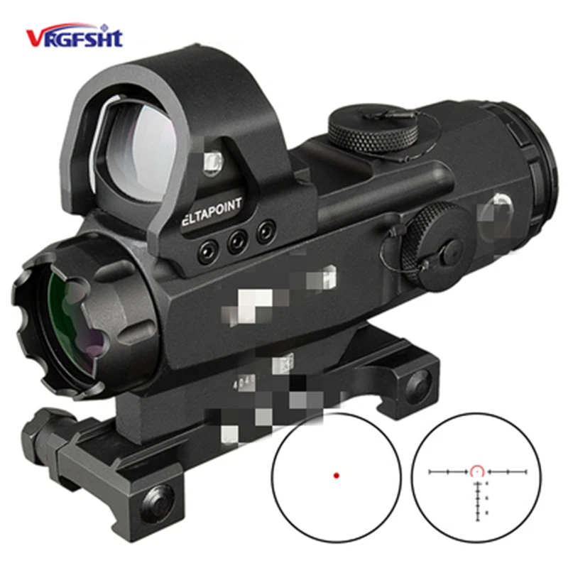 Tactical 4x24 Red Dot 4x Mirror Combination HAMR Rifle Scope Red Dot Rifle Lens