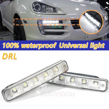 

COOYIDOM 2pcs universal 12V 10W super bright 5 LED E4 100% waterproof DRL LED car daytime running light Day light