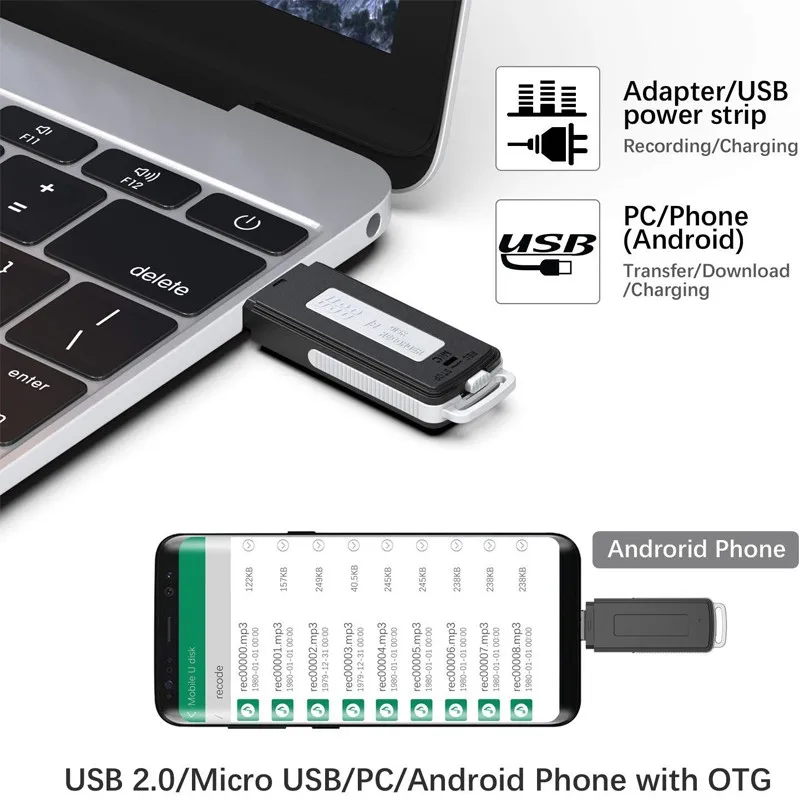8G многофункциональный мини диктофоны портативный mp3-плеер u-диск запись ручка транскрибционная машина для плеера, u-диск, OTG