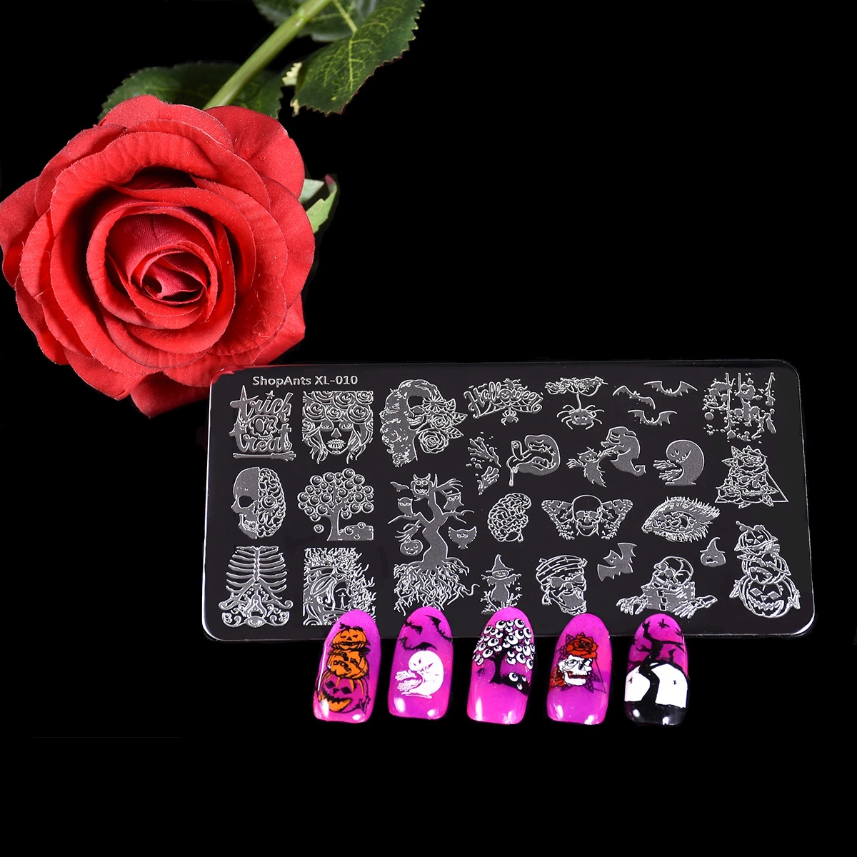 Штампованные пластины для ногтей ShopAnts Хэллоуин, ведьма, призрак, глаза, забавная летучая мышь, тыква, трафареты, формочки для дизайна ногтей, штампованные пластины