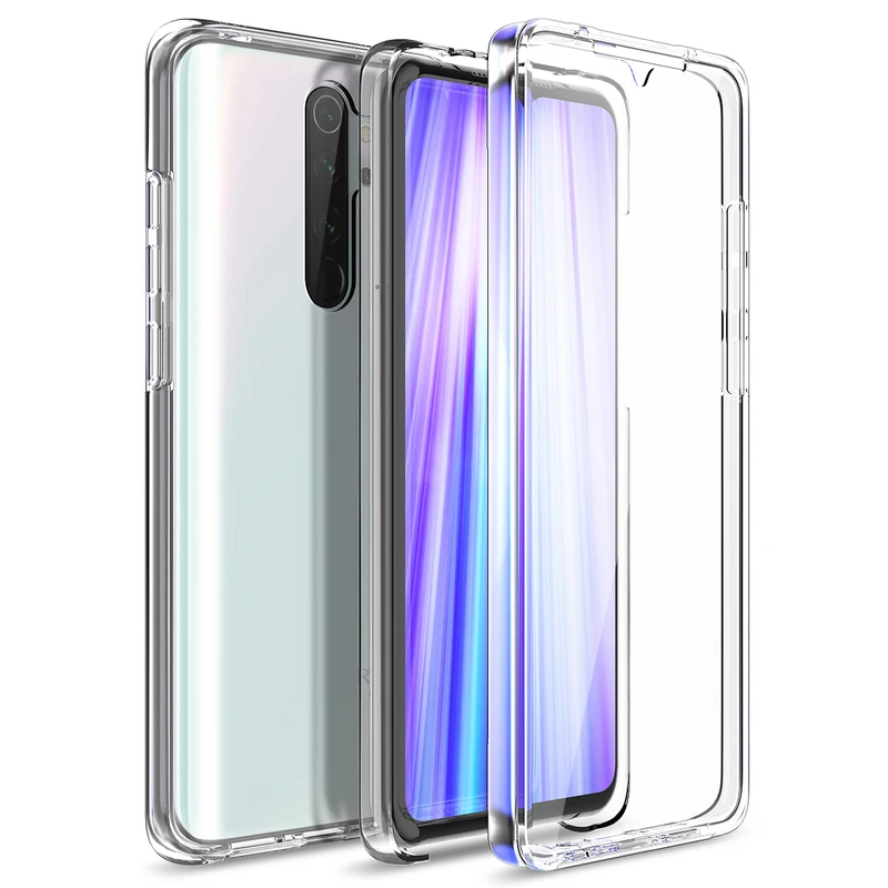 Hard Clear Case for Redmi Note 8 Pro 8A 3 in 1 Soft TPU 360 full Protection Transparent case cover Capa |