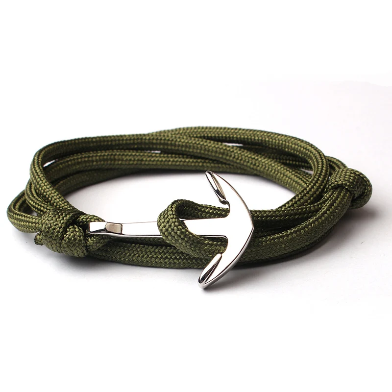 army green NIUYITID, новинка, темно-синий браслет для мужчин, браслет с якорем дружбы, многослойная нейлоновая цепочка ручной работы, ювелирные изделия для мужчин и женщин - Окраска металла: army green