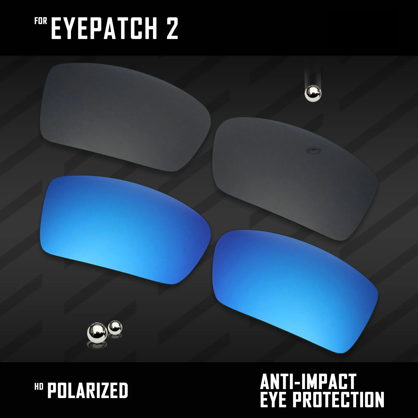 2 пары поляризованных солнцезащитных очков OOWLIT Сменные линзы для Oakley 2-черные и