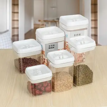 

Food Storage Container Acrylic Kitchen Storage Box Multigrain Storage Jar Transparent Sealed Cans Easy To Buckle Multi-capacity