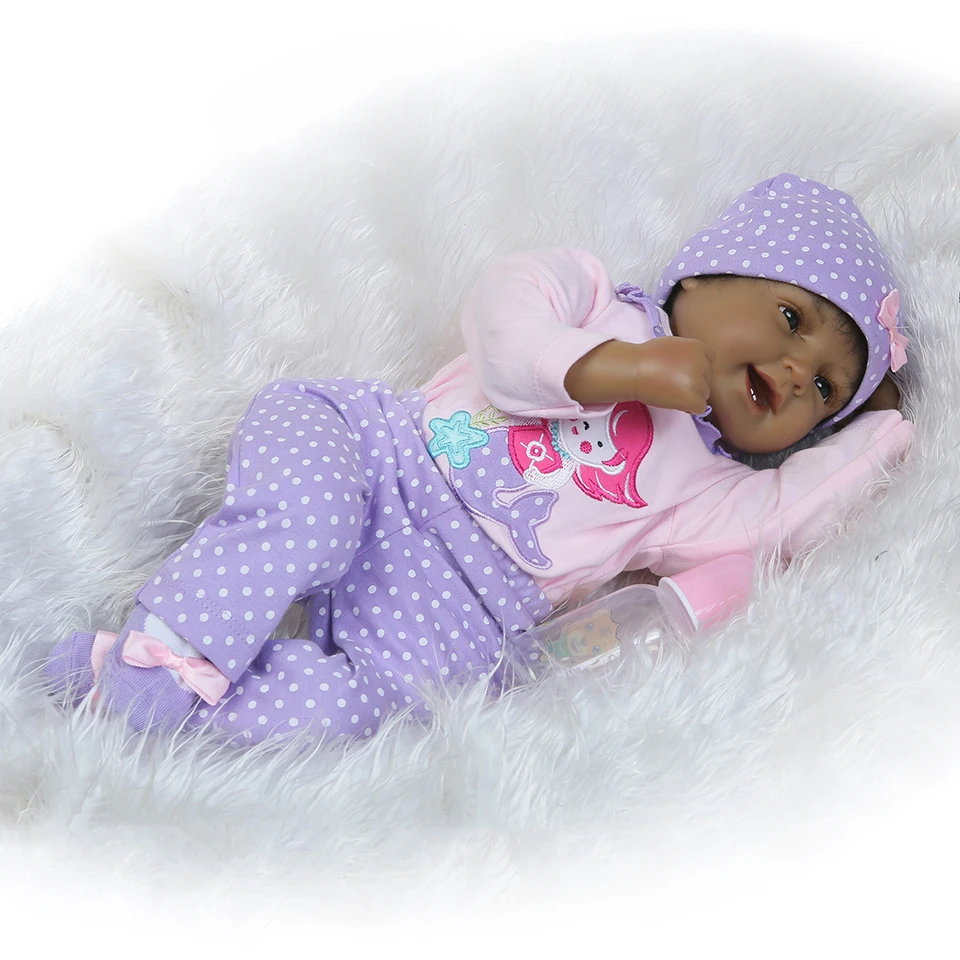 56 см 22 дюйма bebe reborn bonecas ручной работы реалистичные детские куклы, силиконовая черная кожа, детские куклы, детские игрушки, подарок