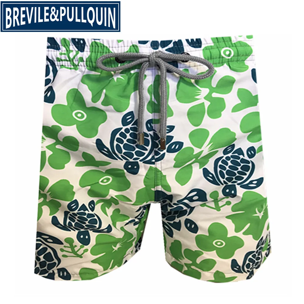 Бренд Brevile pullquin пляжные обшитые мужские шорты Черепашки купальники фламинго и ананасы Пингвин мужские бордшорты быстросохнущие - Цвет: X