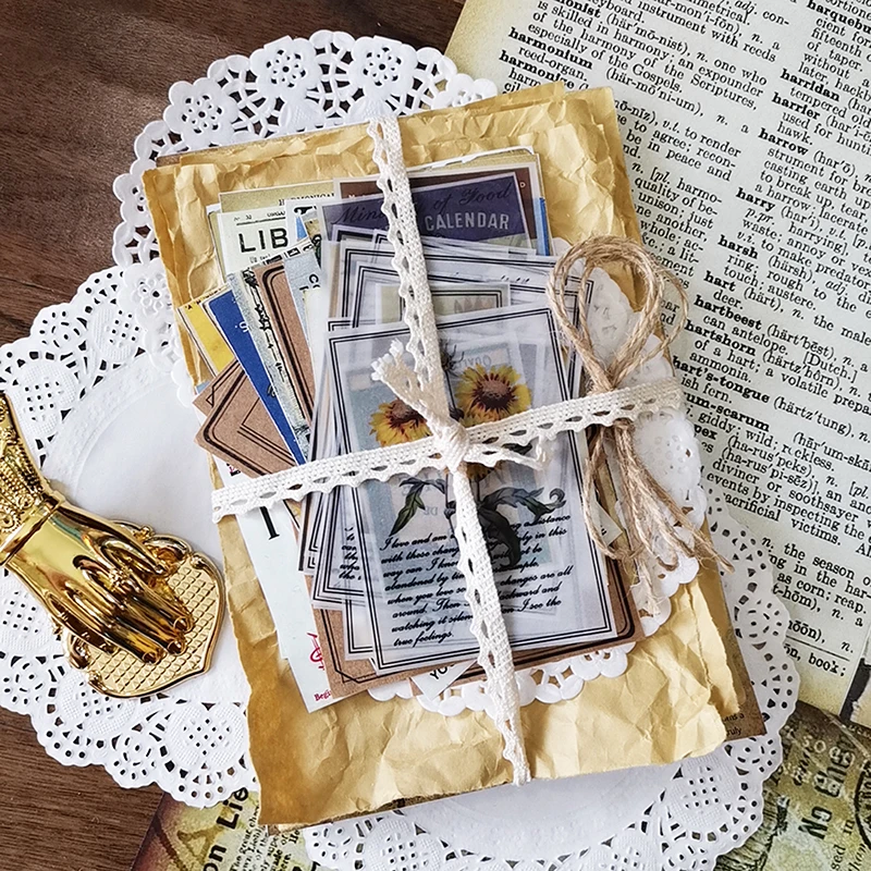 

1Pack Vintage Mixed Paper Label Pad Sticker DIY Craft Scrapbooking Album Junk Journal Happy Planner Decorative Stickers