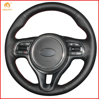 

MEWANT Black Artificial Leather Car Steering Wheel Cover for Kia K5 2016 2017 Sportage 4 KX5 2016 2017 Interior Accessories
