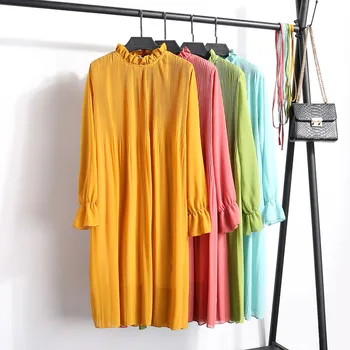 

Banulin Two layers Floral Chiffon Dress Women Spring A-line Lace Up Flare Sleeve Bohemian Dress Korea Style Femme Vestidos