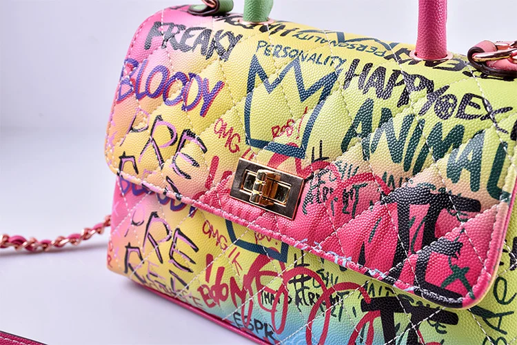 Сумочки для граффити для женщин Красочные Роскошные брендовые сумки женские сумки дизайнерские сумки на плечо радужные дорожные сумки-мессенджеры