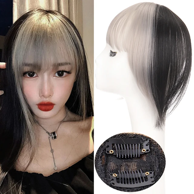 TALANG Neat Front Fringe Clip In  Hair Bangs  Hair Extensions Sweeping Side Blunt Bang Natural Black Brown Hairpieces 1