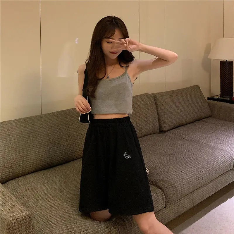 paperbag shorts Shorts Women Embroidery Elasticity Lovely Girls Korean Style Sweet Students Harajuku Colorful Simple Oversize Trousers Female swimming shorts