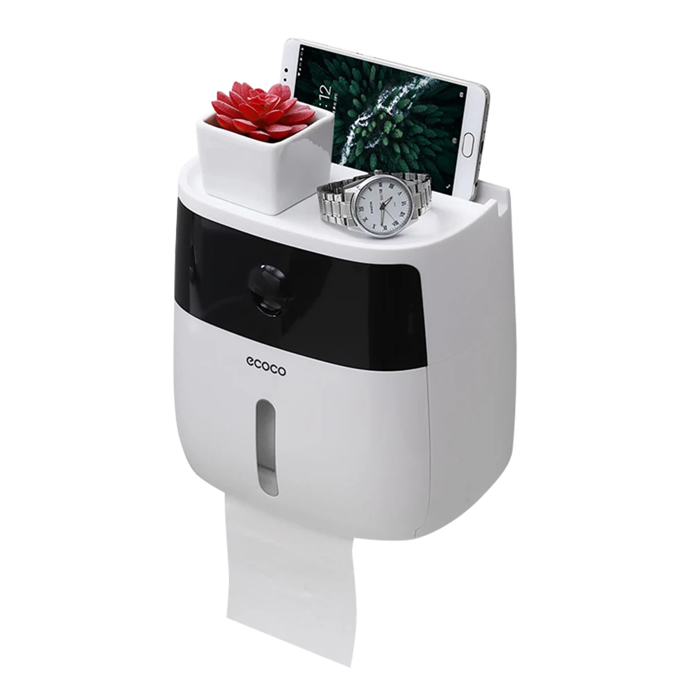 

Double-layer Free Punching Waterproof Toilet Paper Holder Wall Mounted Self Adhesive Tissue Box VJ-Drop