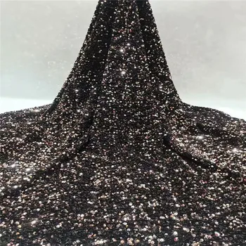 

black New Design Nigerian Velvet Lace Fabric African Lace Fabrics High Quality tulle net French Net Lace Fabric For Wedding