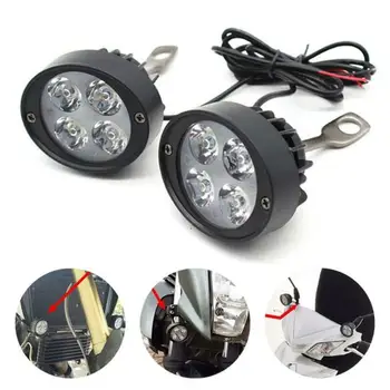 

6000-6500K Motorcycle Fog lights 10W Bulb 2pcs Headlight Head Lamp 4-LED