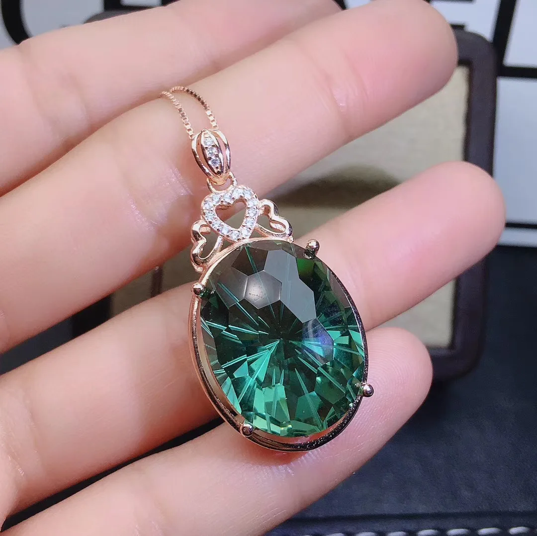KJJEAXCMY fine jewelry серебро 925 пробы инкрустированное ожерелье с кристаллом зеленого цвета Кулон Кольцо Женский костюм популярный