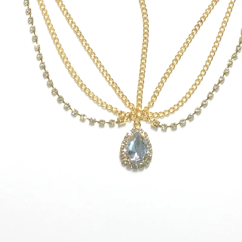 Crystal forehead dance eyebrow pendant headdress crystal forehead chain water drop hair ornament head chain
