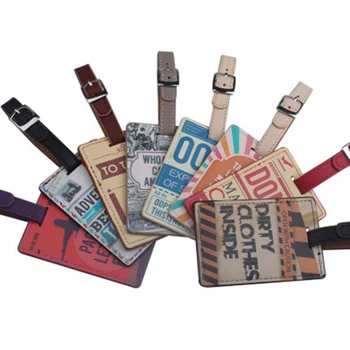 

Vintage Leather Suitcase Luggage Tag Label Bag Pendant Handbag Portable Travel Accessories Name ID Address Tags