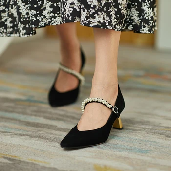 

2020 spring and autumn new leather women's shoes pointed high heels sling belt wild shallow mouth fashion women's shoes X262