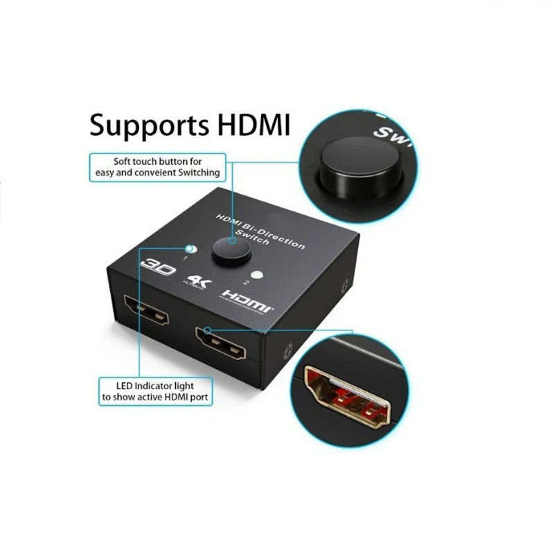 4K HDMI коммутатор 2 порта двунаправленный 1x2/2x1 HDMI разделитель, сплиттер Sup порты Ultra HD 4K 1080P 3D HDR HDCP для PS4 Xbox HDTV
