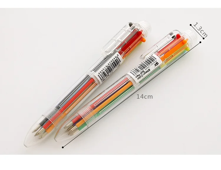 4 шт неоновая 6 цветов в 1 шариковая ручка прозрачный корпус 0,5 мм шариковые ручки для письма маркер канцелярские принадлежности для офиса и школы F722