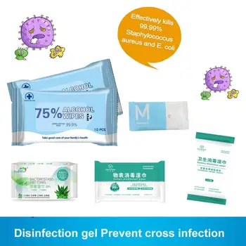

10pc Disinfection Wipes Sterilize 75% Alcohol Wipes Non-woven Portable Alcohol Bactericidal Disinfection Cleaning Wet Wipe TSLM1