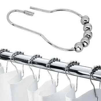 

10Pcs Roller Ball Shower Hooks Window Bathroom Accessories Gourd Type Hook Metal Buckle Rust Hoist Type Shower Curtain Hook