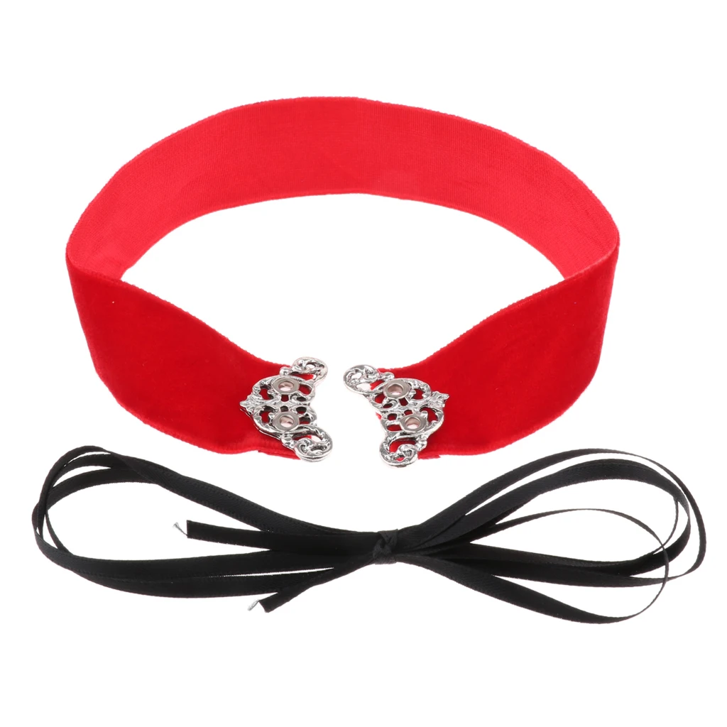 Wide Thick Punk Boho Summer Velvet Lace up Choker Necklaces Adjustable for Women Girls