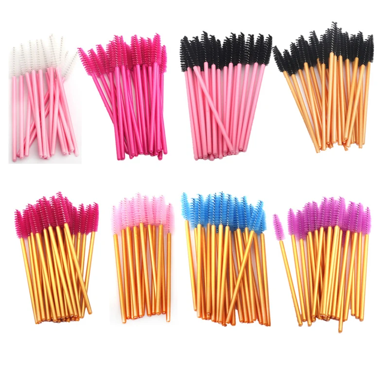 50pcs Eyelash Brushes Disposable Mascara Wands False Eyelashes