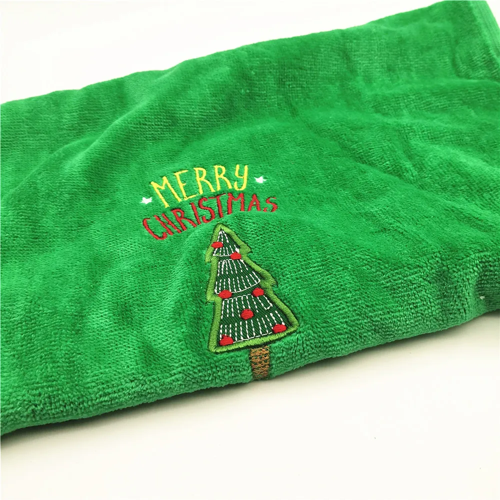 40x63 см быстро сохнет мягкий хлопок вышивка зеленая Рождественская елка полотенца домашний текстиль рождественское лицо волосы полотенце подарок