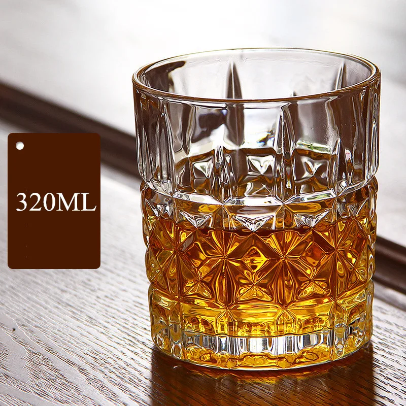 4 320ml Хрустальный стакан для виски, несимметричный бокал для вина, не содержит свинца, термостойкая чашка для бренди, Мульти Узор, пивная кружка для воды, для домашнего бара, вечерние - Цвет: 4 320ml